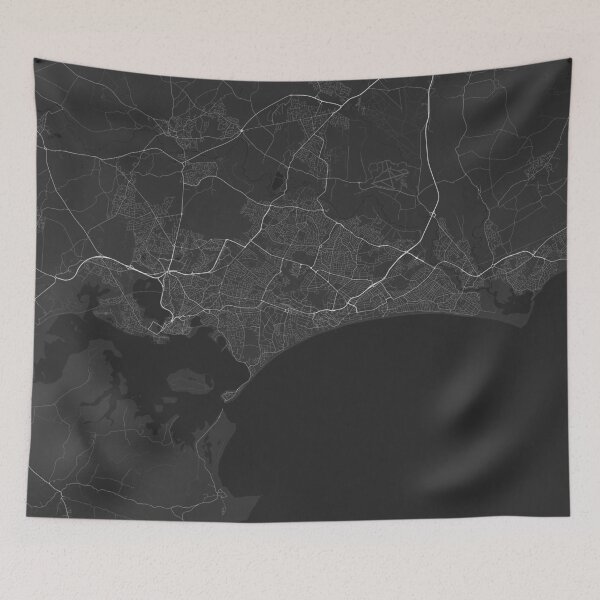 Artikelvorschau, Bournemouth, England Map. (White on black) entworfen und verkauft von Graphical-Maps.