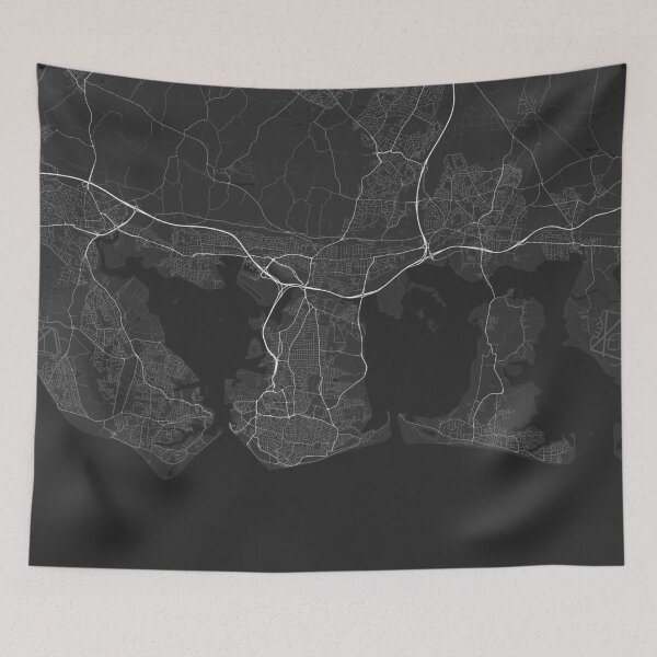 Item preview, Portsmouth, England Map. (White on black) designed and sold by Graphical-Maps.