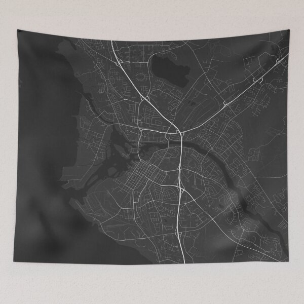 Aperçu de l'œuvre Oulu, Finland Map. (White on black) créée et vendue par Graphical-Maps.
