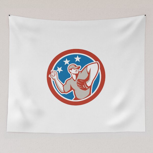 Item preview, American Baseball Pitcher Throwing Ball Circle Retro designed and sold by patrimonio.