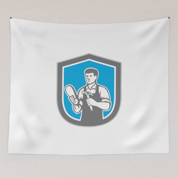 Item preview, Shoemaker Cobbler Shoe Repair Shield Retro designed and sold by patrimonio.