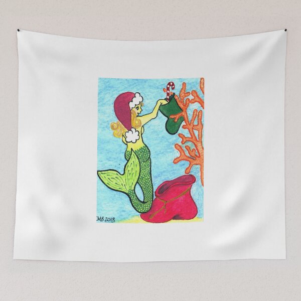 Item preview, 2013 Holiday ATC 4 - Mermaid with Stocking designed and sold by ArtbyMinda.