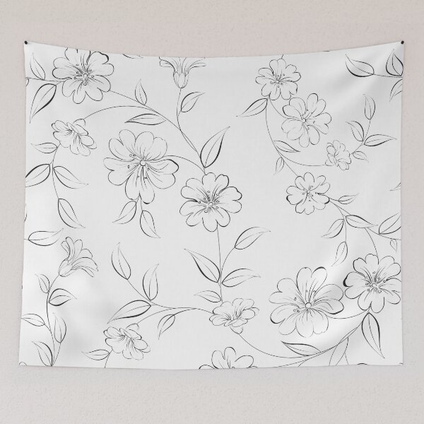 Item preview, Elegant monochrome flowers fabric. designed and sold by Kotkoa.