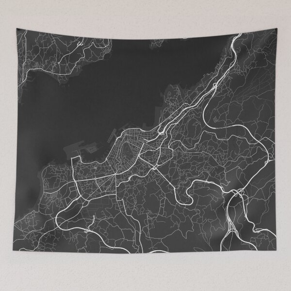 Aperçu de l'œuvre Vigo, Espagne Carte. (Blanc sur noir) créée et vendue par Graphical-Maps.