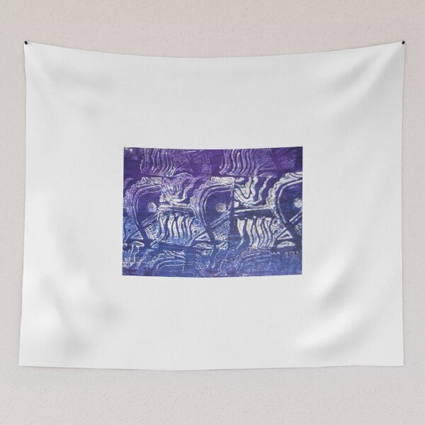 Item preview, Blue Fish - Collaged Abstract Fish Lino Print   designed and sold by Heatherian.