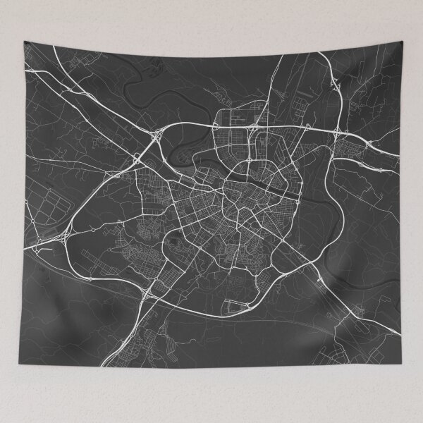 Item preview, Zaragoza, Spain Map. (White on black) designed and sold by Graphical-Maps.