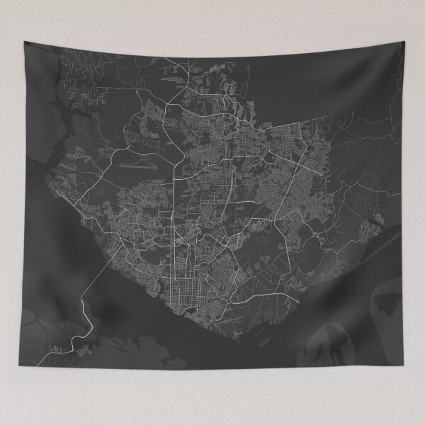 Item preview, Manaus, Brazil Map. (White on black) designed and sold by Graphical-Maps.