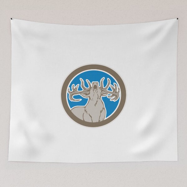 Artikelvorschau, Stag Deer Roaring Circle Retro entworfen und verkauft von patrimonio.