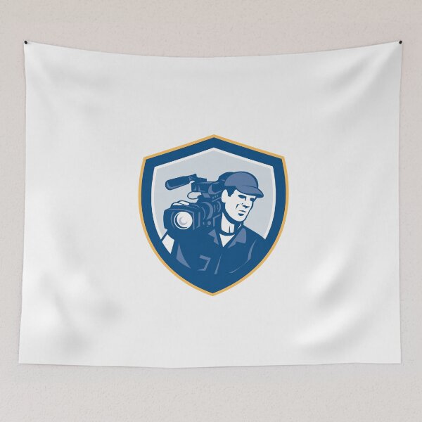 Item preview, Cameraman Film Crew HD Camera Video Shield Retro designed and sold by patrimonio.