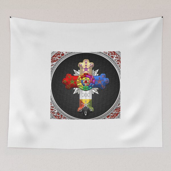 Item preview, Rosy Cross - Rose Croix in Silver on Black designed and sold by Serge Averbukh Art Studio.