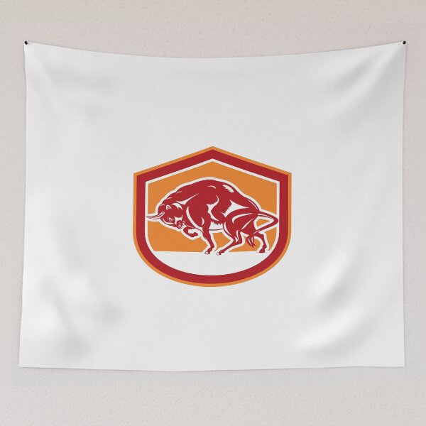 Item preview, European Bison Charging Shield Retro designed and sold by patrimonio.