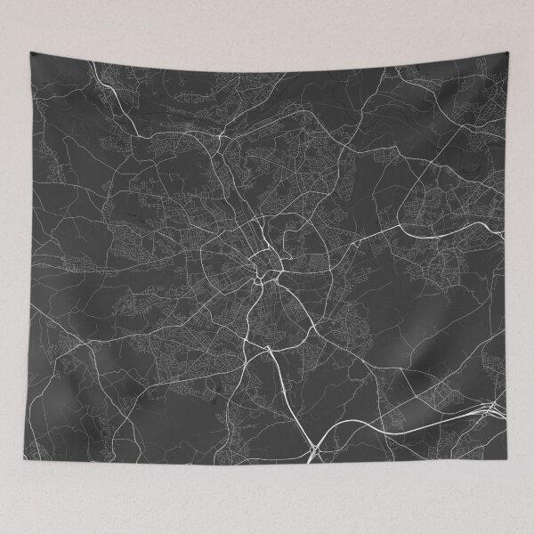 Artikelvorschau, Bradford, England Map. (White on black) entworfen und verkauft von Graphical-Maps.