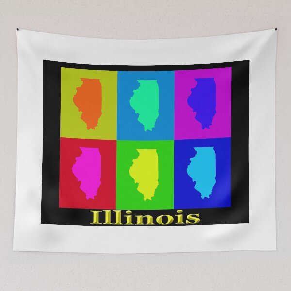 Item preview, Colorful Illinois State Pop Art Map designed and sold by KWJphotoart.