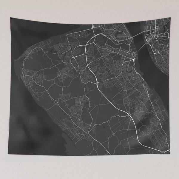 Item preview, Birkenhead, England Map. (White on black) designed and sold by Graphical-Maps.