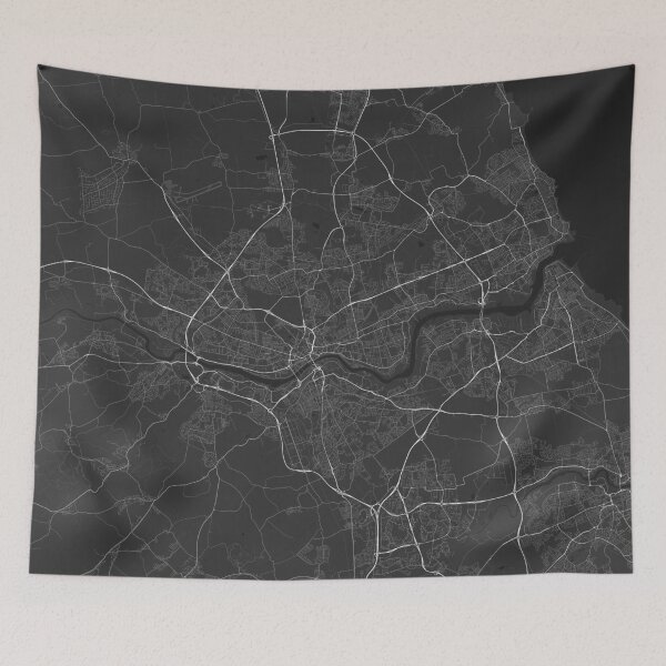 Item preview, Newcastle, England Map. (White on black) designed and sold by Graphical-Maps.