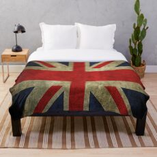 Antique Faded Union Jack UK British Flag Throw Blanket