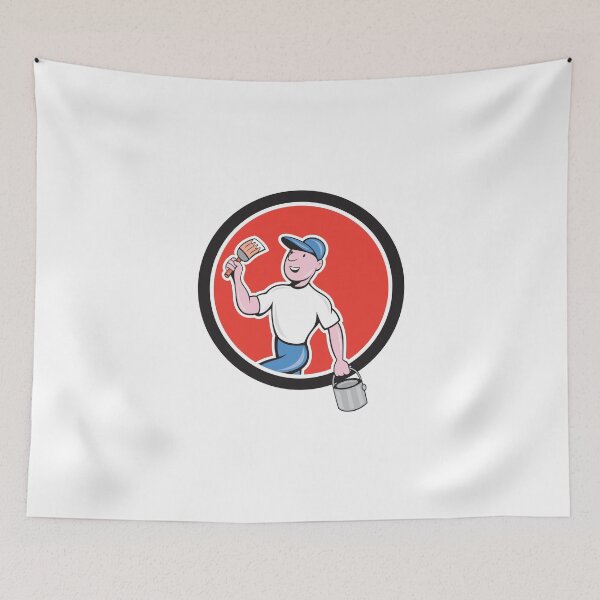 Item preview, House Painter Holding Paintbrush Bucket Cartoon designed and sold by patrimonio.