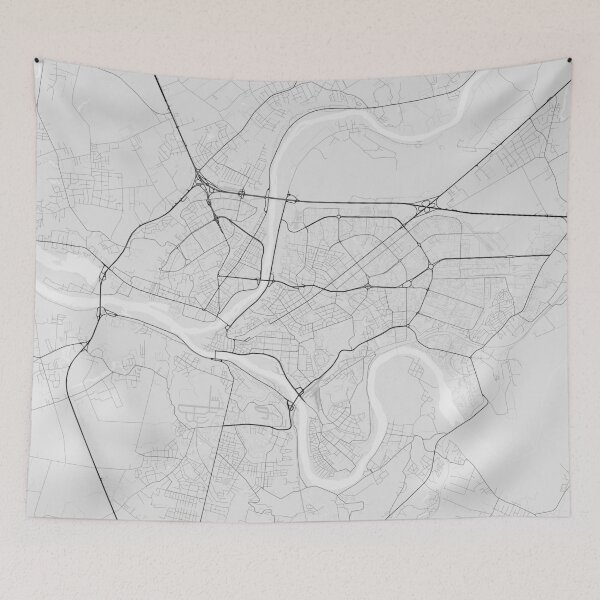 Item preview, Kaunas, Lithuania Map. (Black on white) designed and sold by Graphical-Maps.