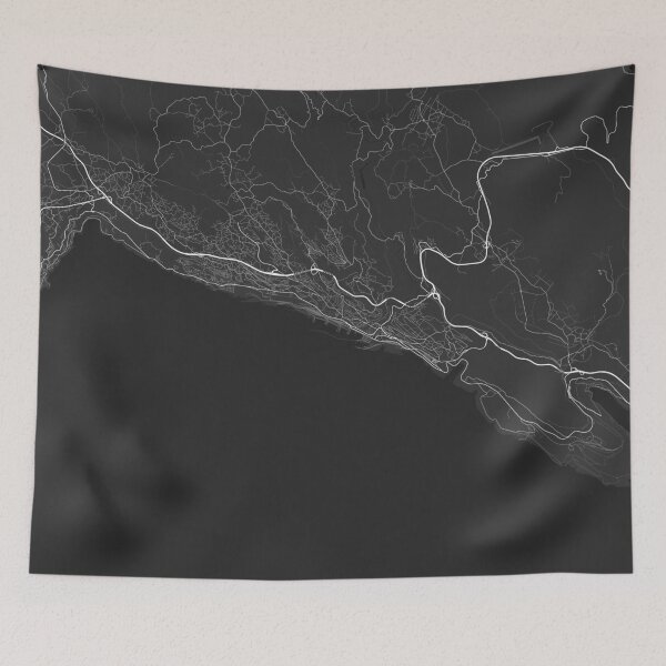 Artikelvorschau, Rijeka, Croatia Map. (White on black) entworfen und verkauft von Graphical-Maps.