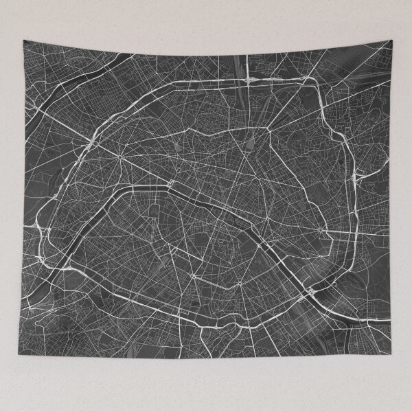 Item preview, Paris, France Map. (White on black) designed and sold by Graphical-Maps.