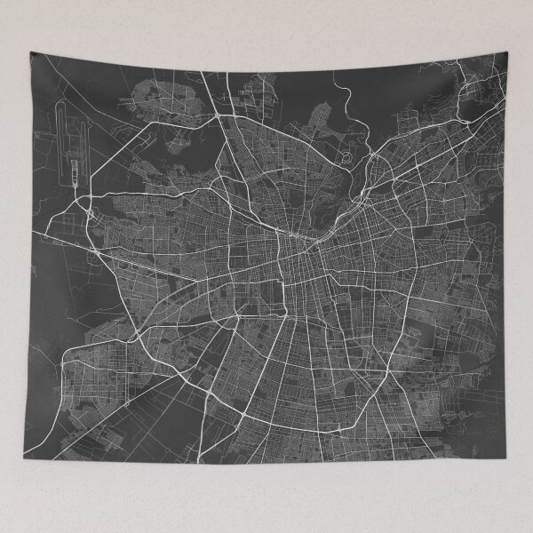 Item preview, Santiago, Chile Map. (White on black) designed and sold by Graphical-Maps.