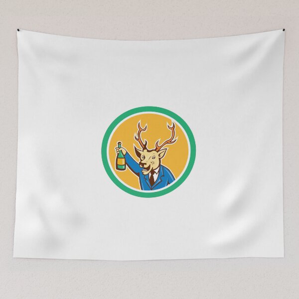 Item preview, Stag Deer Holding Wine Bottle Circle Cartoon designed and sold by patrimonio.