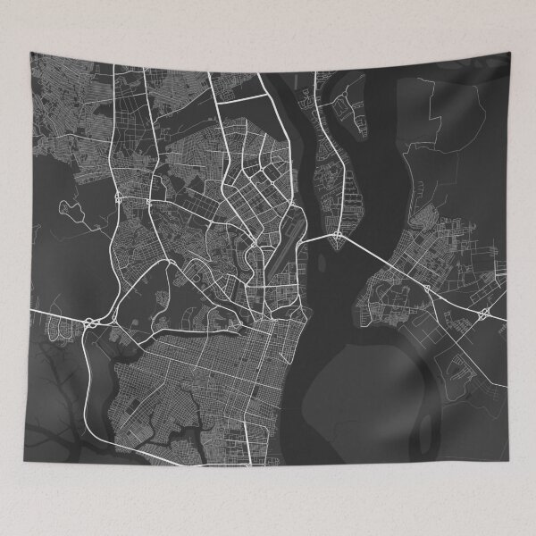 Artikelvorschau, Guayaquil, Ecuador Map. (White on black) entworfen und verkauft von Graphical-Maps.