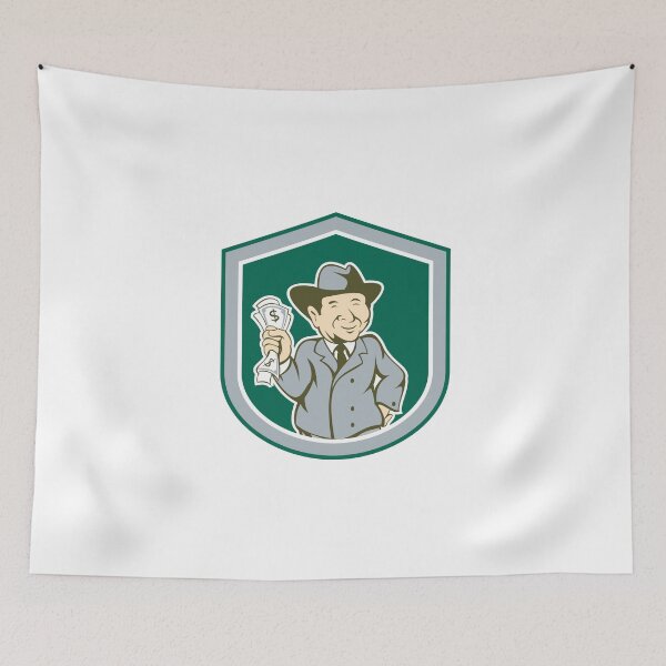 Item preview, Businessman Rich Man Money Shield Cartoon designed and sold by patrimonio.