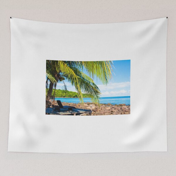 Item preview, Sunbeds on exotic tropical palm beach, relax concept designed and sold by Stanciuc.