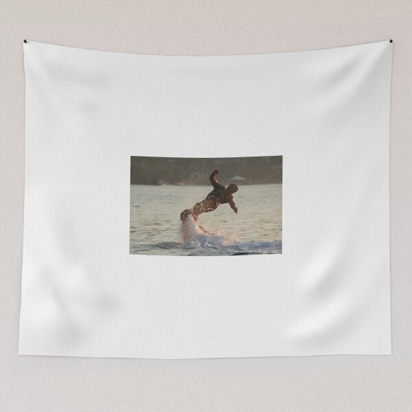 Item preview, Flyboarder with arms out twisting towards water designed and sold by Nick Dale Photography.