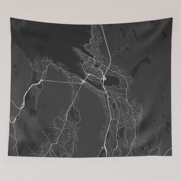 Item preview, Bergen, Norway Map. (White on black) designed and sold by Graphical-Maps.