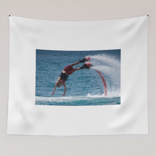 Item preview, Flyboarder in red about to hit water designed and sold by Nick Dale Photography.