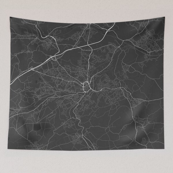 Artikelvorschau, Huddersfield, England Map. (White on black) entworfen und verkauft von Graphical-Maps.