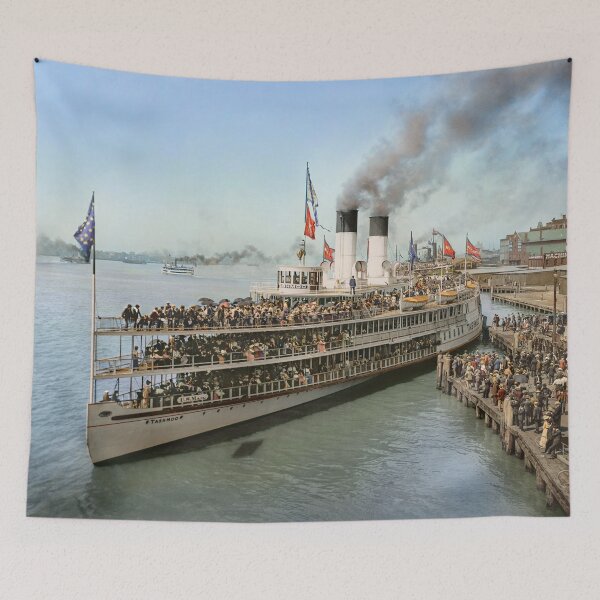 Item preview, Sidewheeler Tashmoo leaving wharf in Detroit, ca 1901 Colorized designed and sold by Sanna Dullaway.