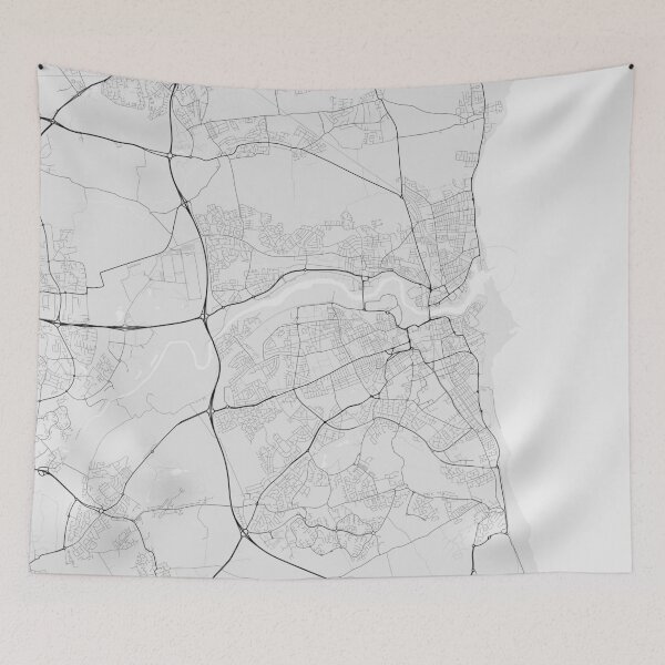 Artikelvorschau, Sunderland, England Map. (Black on white) entworfen und verkauft von Graphical-Maps.