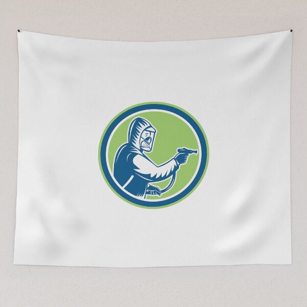 Item preview, Pest Control Exterminator Spraying Circle Retro designed and sold by patrimonio.