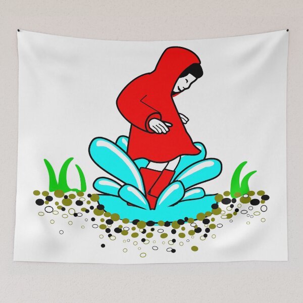 Item preview, Girl in a Red Raincoat Splashing in a Puddle designed and sold by LastLittleBird.