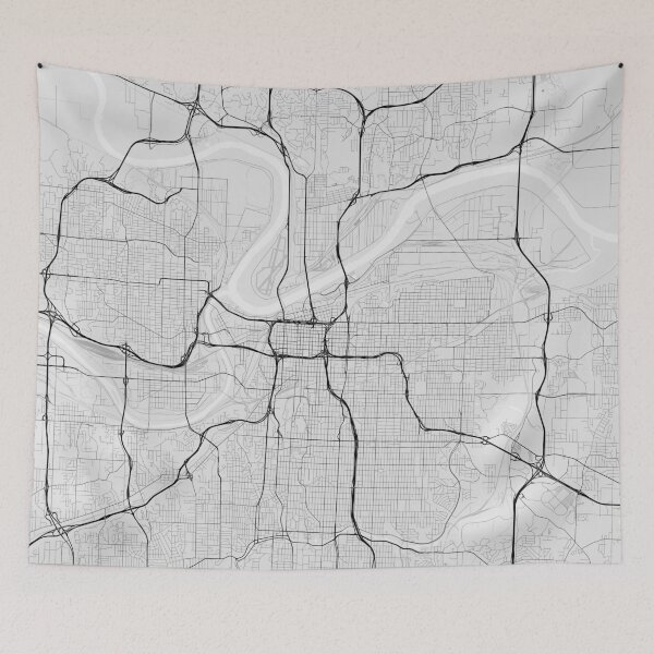Item preview, Kansas City, USA Map. (Black on white) designed and sold by Graphical-Maps.