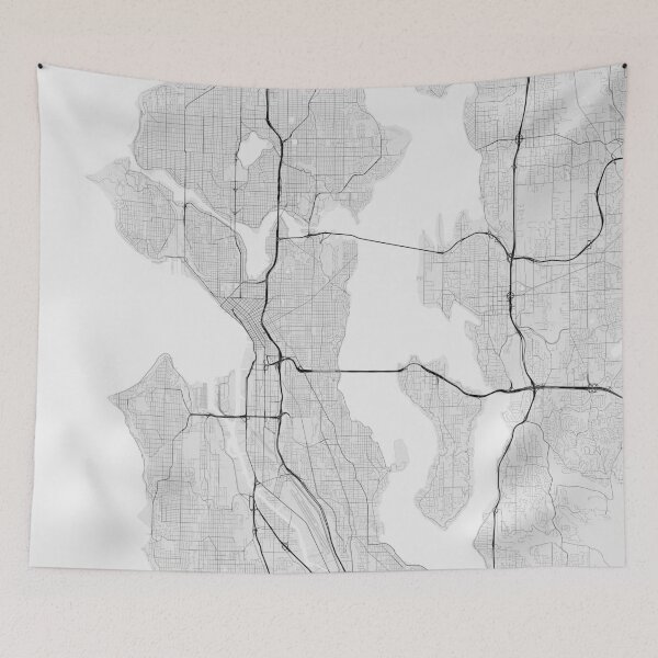 Item preview, Seattle, USA Map. (Black on white) designed and sold by Graphical-Maps.
