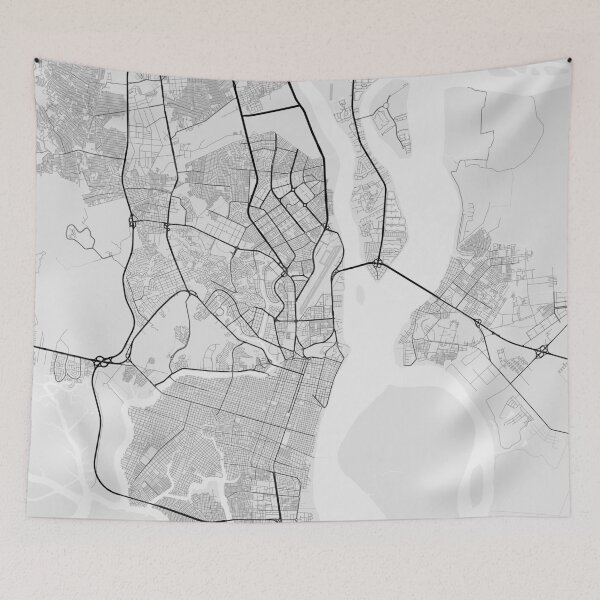 Artikelvorschau, Guayaquil, Ecuador Map. (Black on white) entworfen und verkauft von Graphical-Maps.