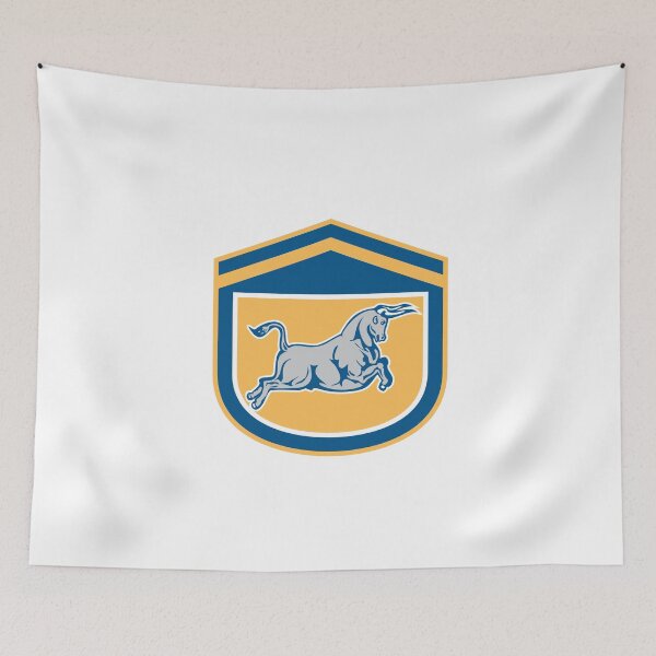 Artikelvorschau, Bull Attacking Charging Shield Retro entworfen und verkauft von patrimonio.
