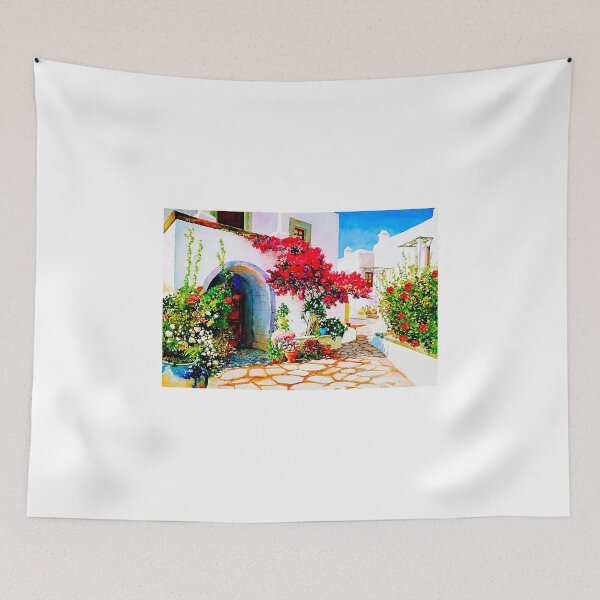 Item preview, Flowering Court Yard designed and sold by painting-greece.