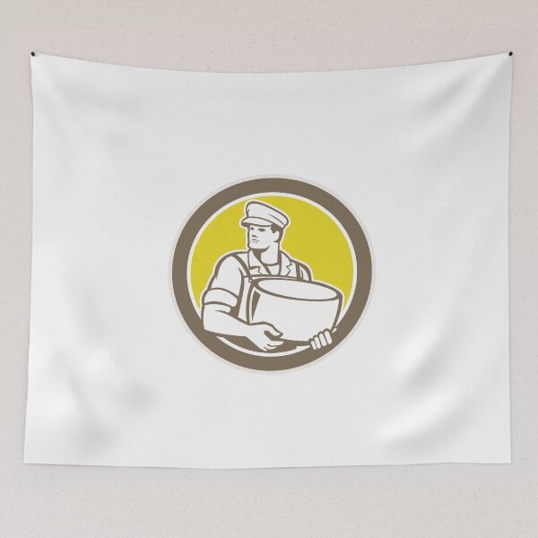 Item preview, Cheesemaker Holding Parmesan Cheese Circle designed and sold by patrimonio.