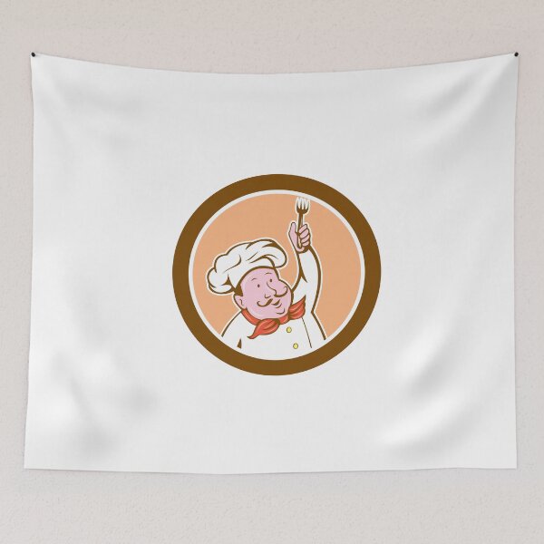 Item preview, Chef Cook Holding Fork Cartoon designed and sold by patrimonio.