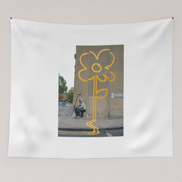 Item preview, Banksy Yellow Lines Flower Painter designed and sold by ManwithaCamera.