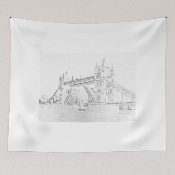 Item preview, Tower Bridge - Black and White line drawn style designed and sold by InterestingImag.