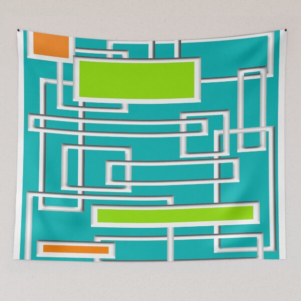 Item preview, Mid-Century Modern Abstract Art Teal designed and sold by gailg1957.