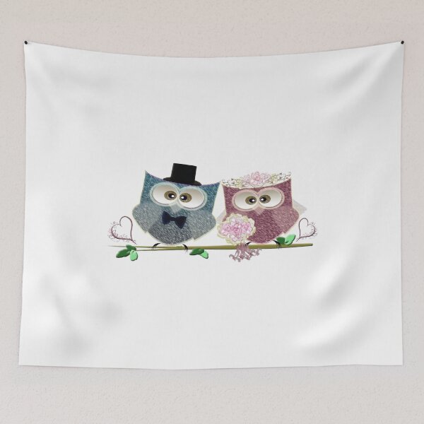 Item preview, Cute Bride and Groom Wedding Owls Art designed and sold by ckeenart.