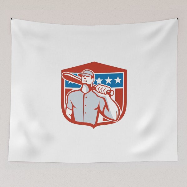 Aperçu de l'œuvre American Baseball Batter Bat Shield Retro créée et vendue par patrimonio.