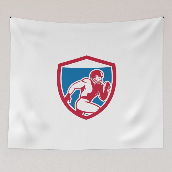 Item preview, American Football Player Running Shield Retro designed and sold by patrimonio.